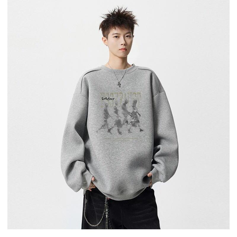 

Crew Neck Hat Sweater Men s and Women s Autumn Loose Print Versatile Casual Jacket XXXL