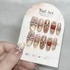 Handmade New Year Press-on Nails: Red Lanterns, Fireworks & Lucky Golden Cat's Eye Sparkle