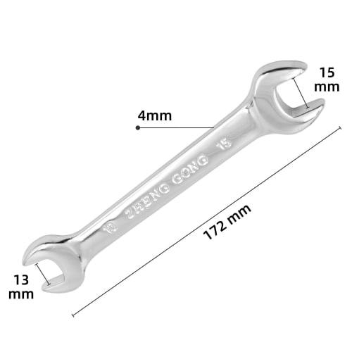 KKLM Thin Wrench, 13mm x 15mm, Lightweight Stainless Steel, Slim, Double-Ended, Short Type, for Home DIY, Furniture Assembly, Auto Repair, and Other W