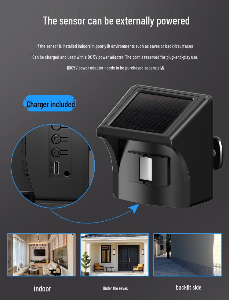 Wireless Outdoor Solar Infrared Driveway and Pond Anti-Theft Alarm with Digital Display