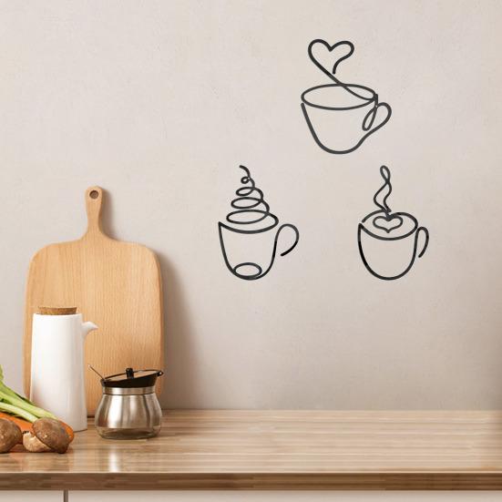 Taza de Café Arte de Pared Metálico Alambre de Hierro Negro Vintage Decoración de Pared para Cafetería Temática Rústica Señal Colgante de Pared para Bar Cocina Restaurante Tienda Hogar