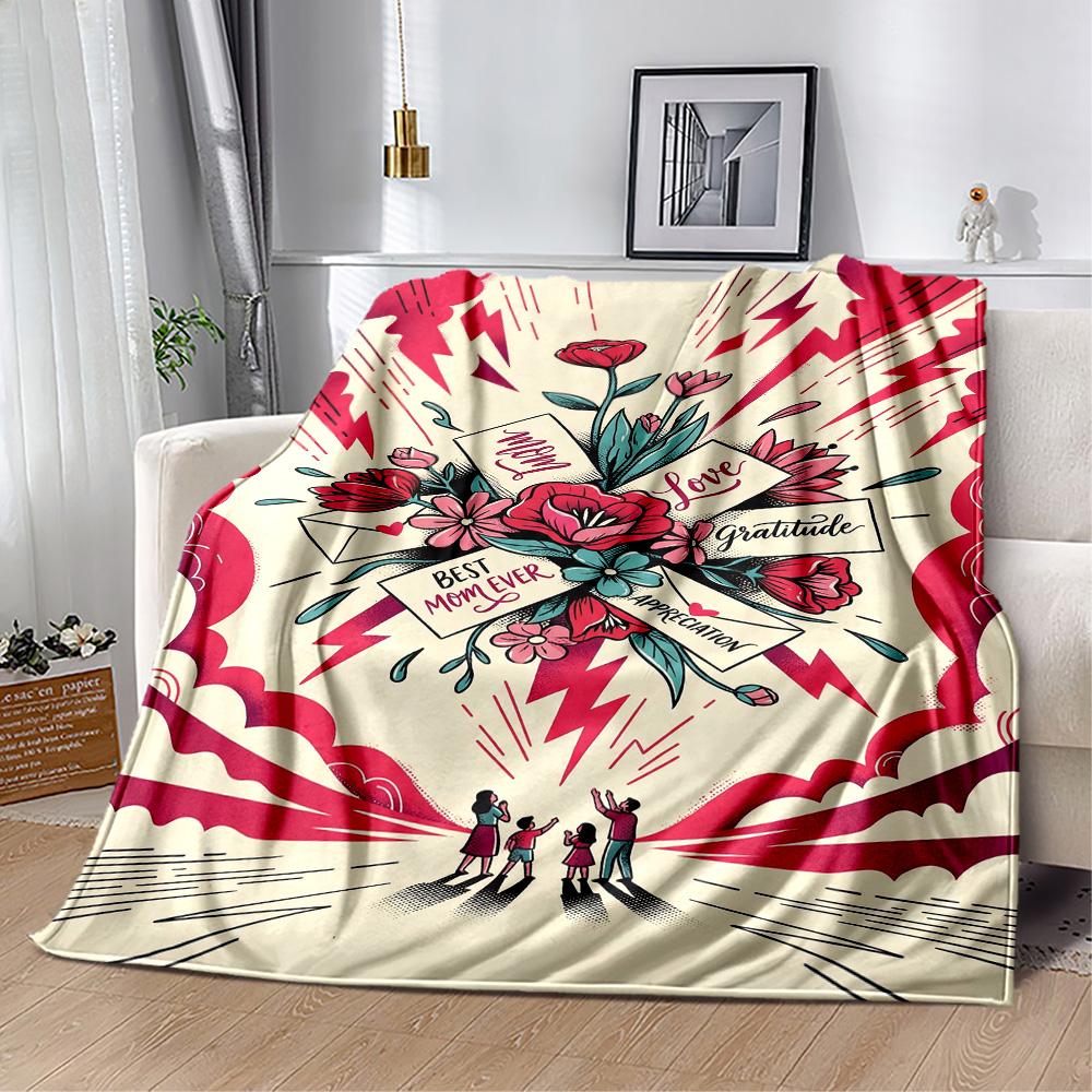 Mom's Heart And Love Blanket Suitable for Sofas,travel, Living Rooms Also a Good Gift for Friends and Family Suitable for All Seasons.