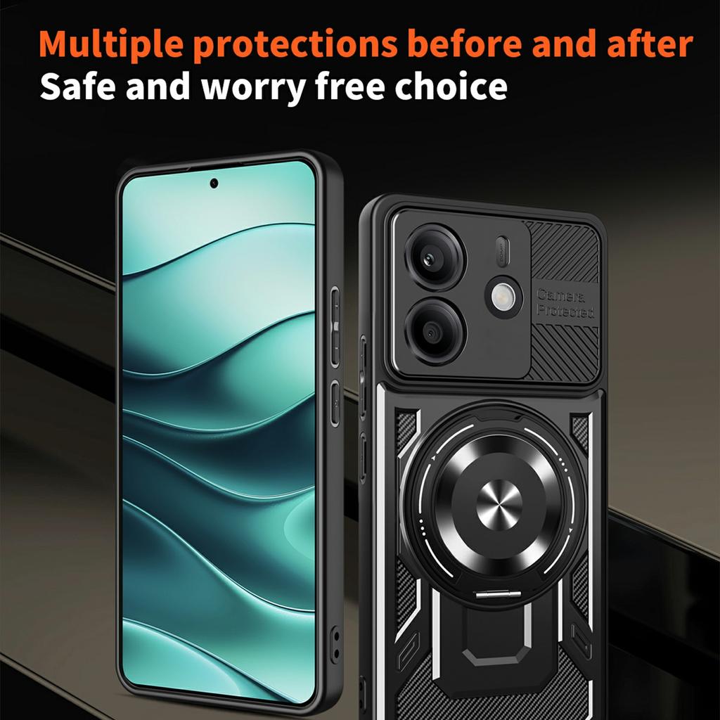 Dla Xiaomi Redmi Note 14 4G (164,84 mm) Magnetyczne etui obrotowa podpórka TPU+PC pokrowiec na telefon