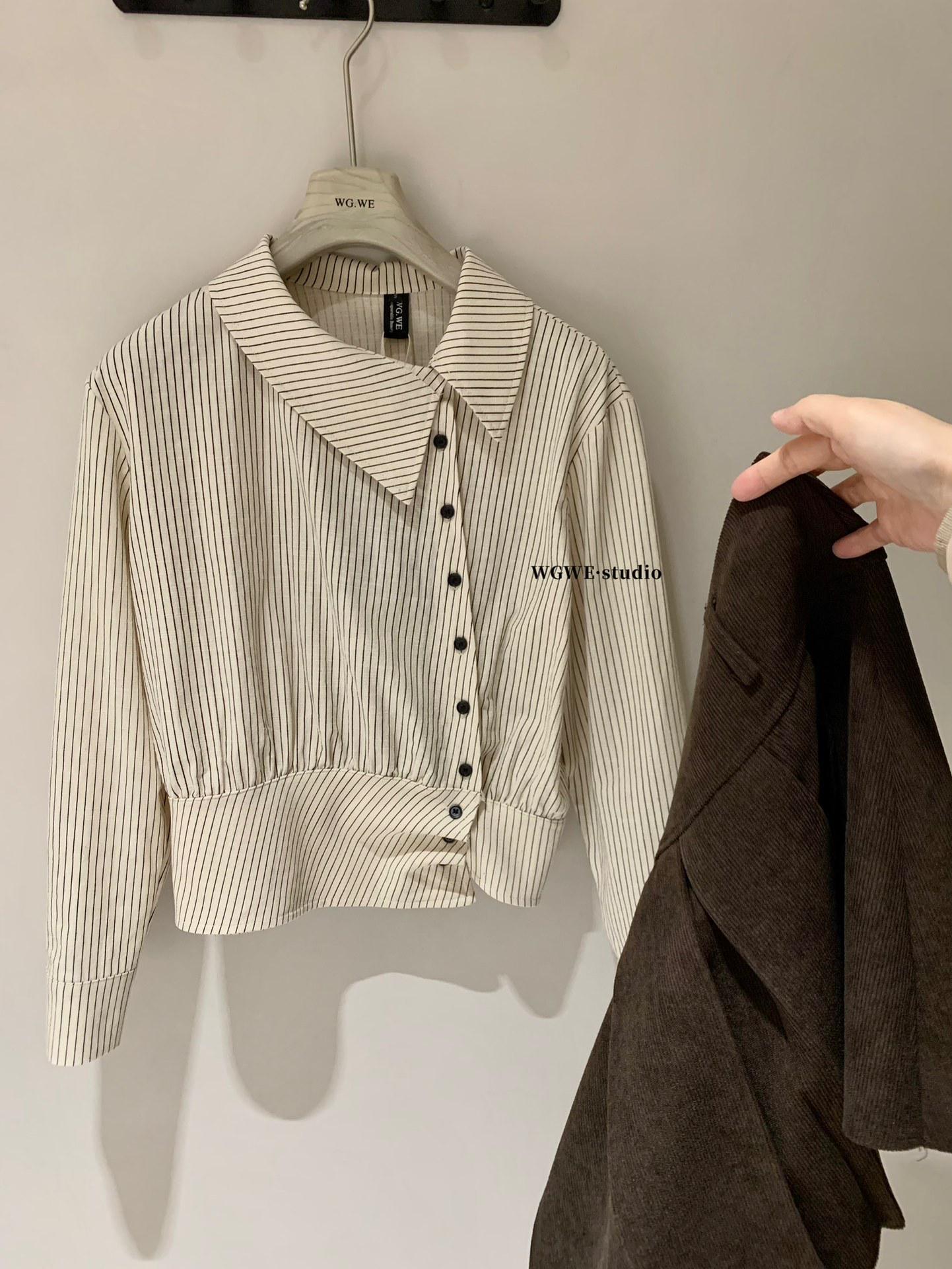 Asymmetrical Striped Women s Shirt - Spring/Summer Trendy Design Medium