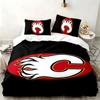 Calgary Flames 3-teiliges Set Perfekt für das Schlafzimmer Bequemes Bettwäsche-Set enthält einen Bettbezug und zwei Kissenbezüge Ideales Geburtstags- oder Weihnachtsgeschenk