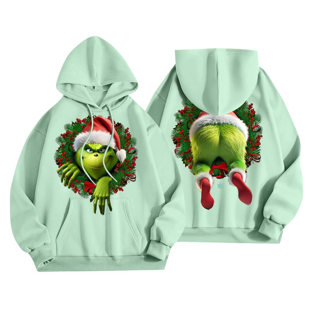 Women's Casual Fashion Christmas Printed Letters Casual Hooded Sweatshirt With Pockets
