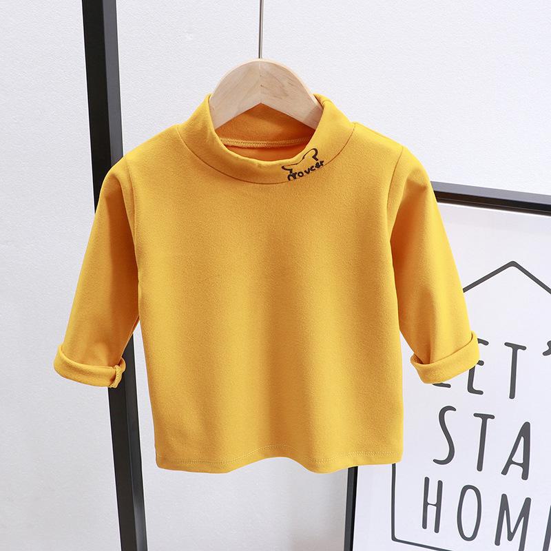 Kids' Velvet Elastic Warm High-Collar Long-Sleeve Tops for Boys and Girls