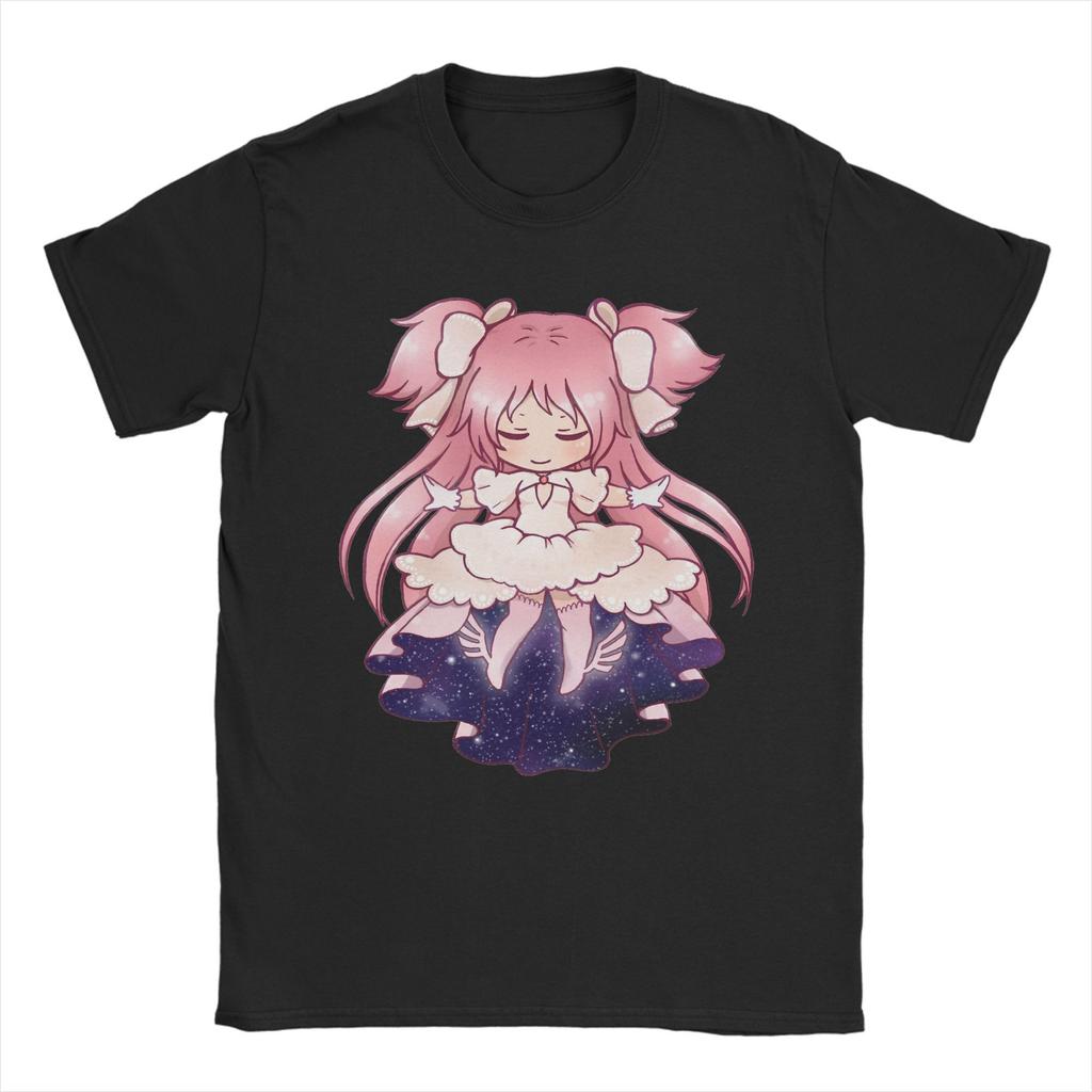 Puella Magi Madoka Magica Qbey Tshirts Men's Cotton Tops Priting Cute Kyubey Anime Round Neck Short Sleeve