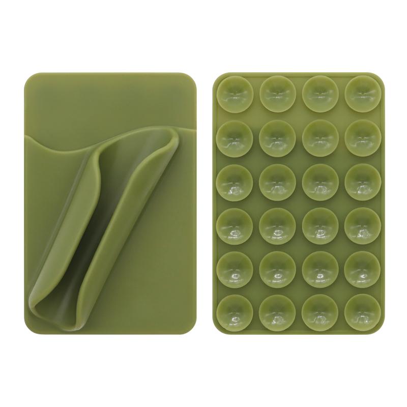 Silicone Suction Cup Lipgloss Phone Card Holder Lipstick Holder Phone Case for Most Cell Phone Card Card with Lip Balm Holder оливковое зеленый