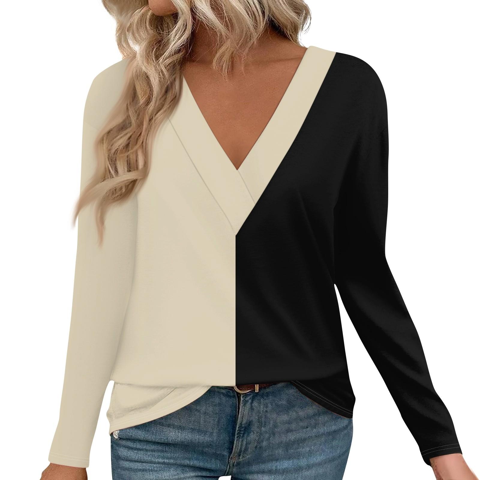 

Женские рубашки с длинным рукавом и V-образным вырезом, нарядные повседневные топы, модные свободные туники, топы, блузки XL хаки