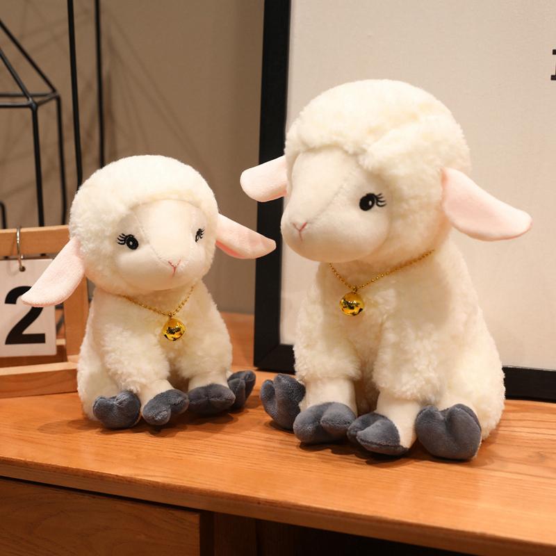 Adorable Bell Sheep Stuffed Plush Toys Accompany Sheep Stuffed Animals Soft Collectible Kids Fans Birthday Xmas Toys Gift