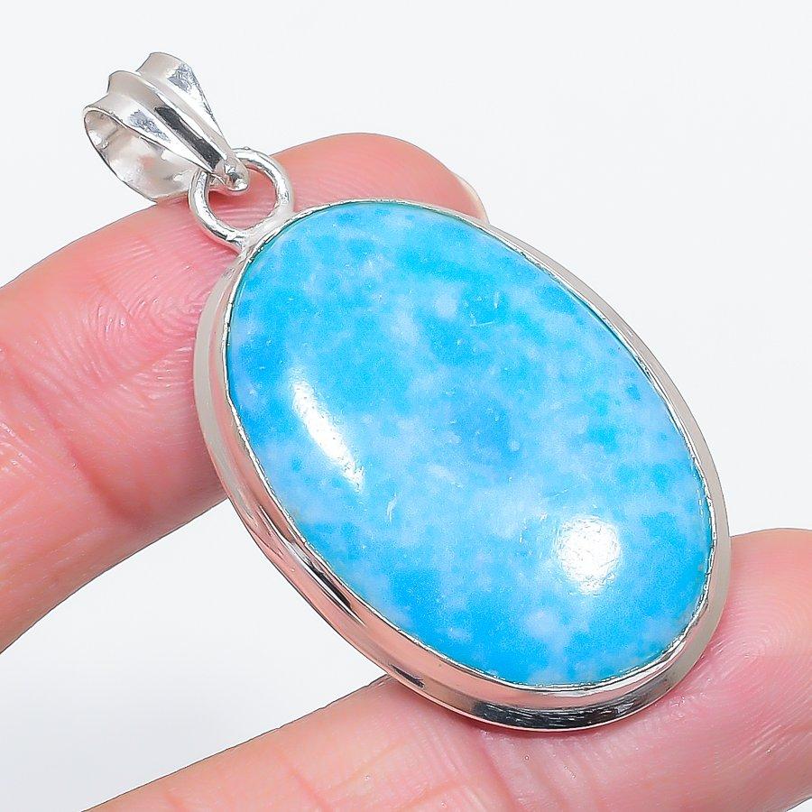 

Натуральный Ларимар Драгоценный камень Ручная работа 925 Стерлинговое серебро Ювелирная подвеска 2,01 i4F41