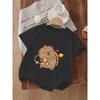 Kids Pufferfish & Star Print Crewneck Casual Short Sleeve Tee , Summer Gift
