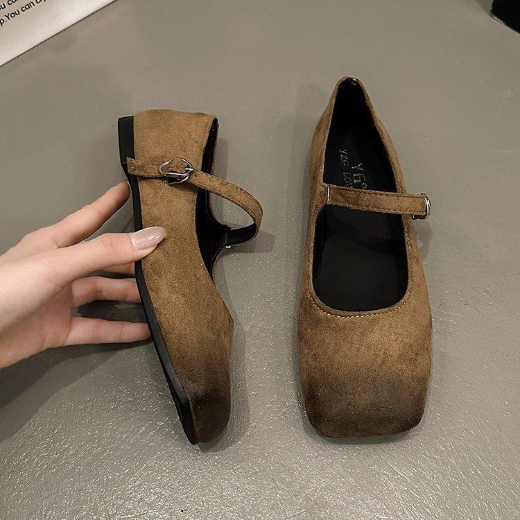 Modische und bequeme Retro-Damenschuhe Mori-Frauen Machen Alte Reibfarbe Ein-Wort-Riemen Mary Jane Schuhe