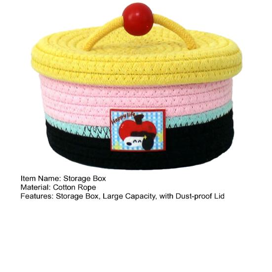 Storage Box with Lid Dust-Proof Organizer Colorful Cotton Thread Container for Bedside Table Dressing