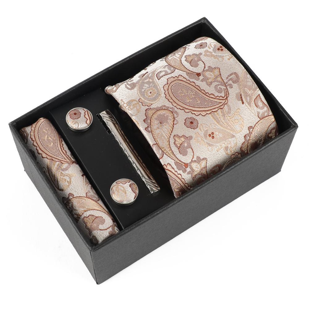 Heren Paisley Jacquard Stropdas met Cadeaubox - Elegante 8CM Cashew Design