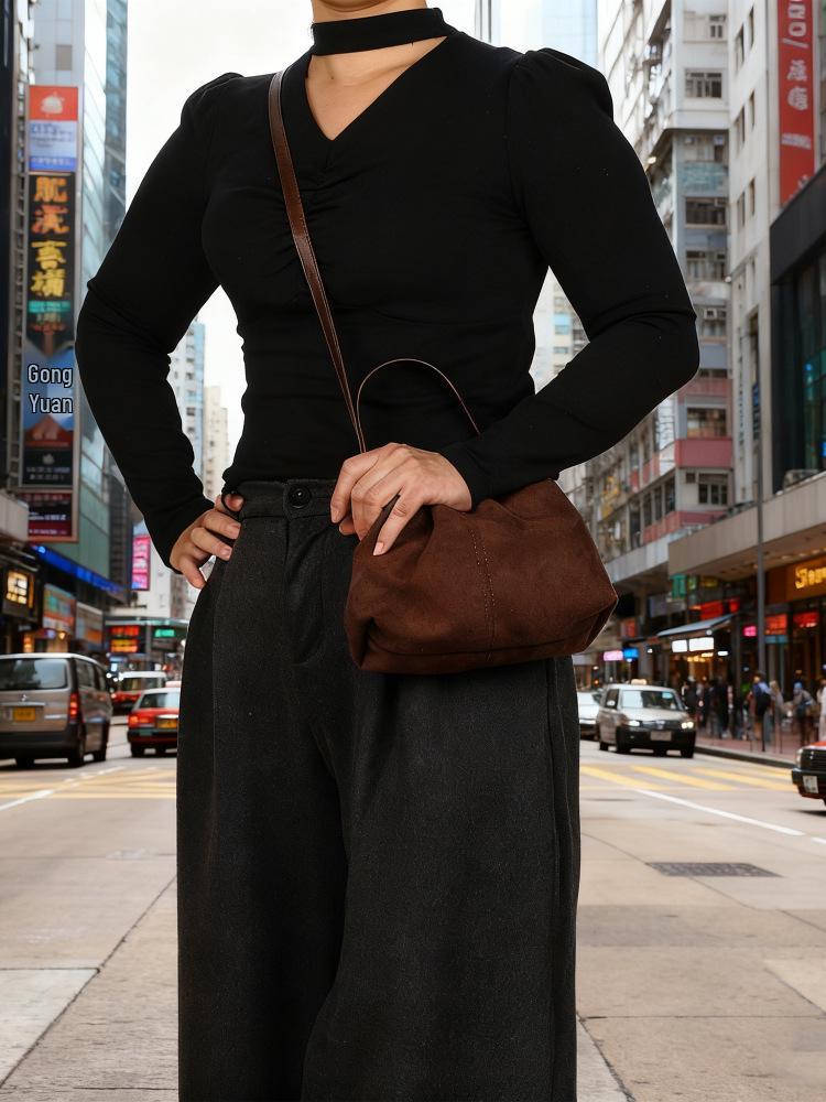 New Arrival Suede Cloud Pleated Shoulder & Crossbody Bag - Fashionable & Versatile for Autumn/Winter
