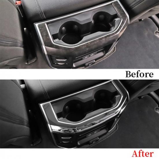 Chrome Rear Cup Holder Panel Trim Decor Cover for Dodge Ram 1500 2018+ Interior
