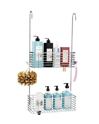 YQh Double Bathroom Bathroom Stainless Steel Shower Shampoo Rack Suspension Storage Storage Handrail Hanging Wall Easy To Install Rack, Basket, 18-8