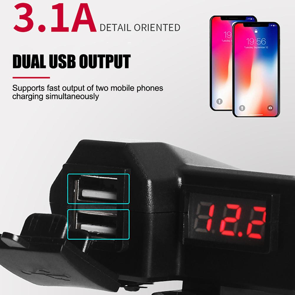 Motorcycle Waterproof Power Supply Adapter Dual USB Outlet Charger Socket With ON/Off Switch For GPS/Phone Motorcycle Accessory