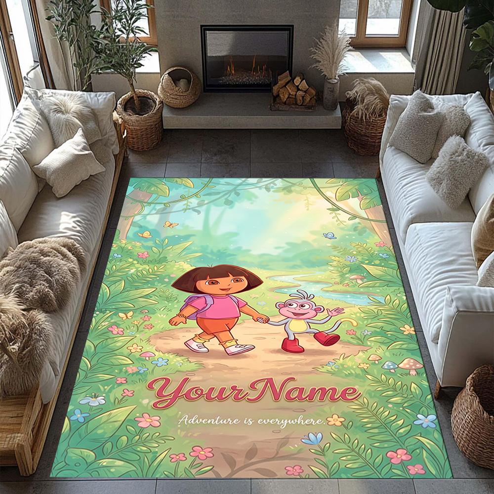 Dora Explorer Personalized Name Floor Mat Design for Hallway Outdoor Foyer Study room Antislip Carpet Decorate Offices