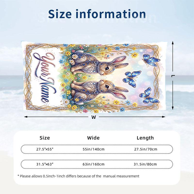 Butterfly Theme Beach Towel Personalized Custom Name & Text Soft Quick Dry Beach Towel for Swimming Travel