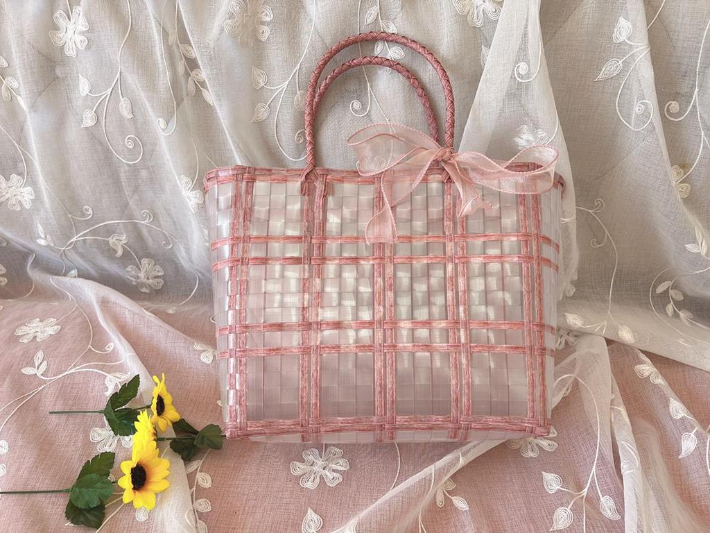 Brautjungfern-Souvenir-Tasche: Geflochtene Gelee Strandhandtasche Korb für den Urlaub