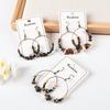 Retro Ethnic Bronze Hoop Earrings with Wood Beads and Tassels