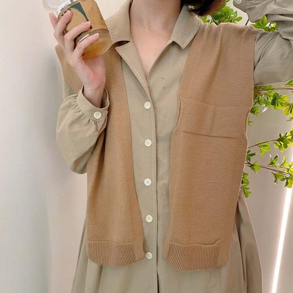 Blouse Shoulders Fake Collar Knitted Shawl Cape Wool Scarves Solid Color Scarf  Female/Girls
