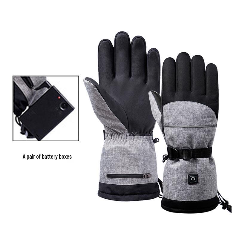 Winter Smart Heated Gloves: Three-Level Temperature Control, Waterproof, Cold-Proof, Rechargeable, Five-Finger Design for Outdoor Cycling.
