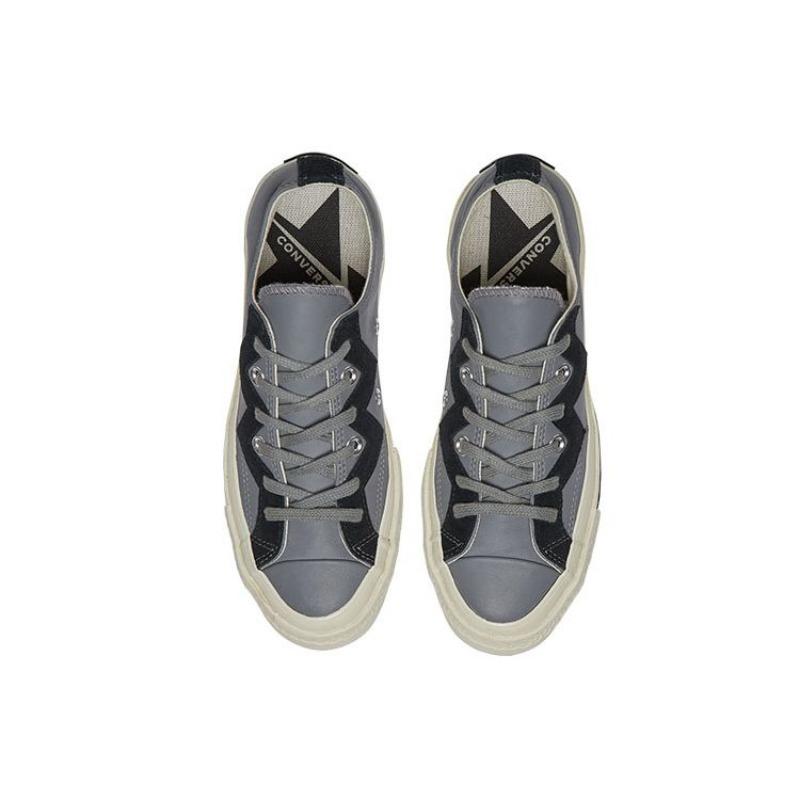 Converse Chuck 1970s Women Low Round Toe Lace-up Canvas Shoes Grey Black 566137C