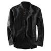 Men's Color Stand Collar Long Sleeve Casual Shirt Cotton Linen Loose Fit