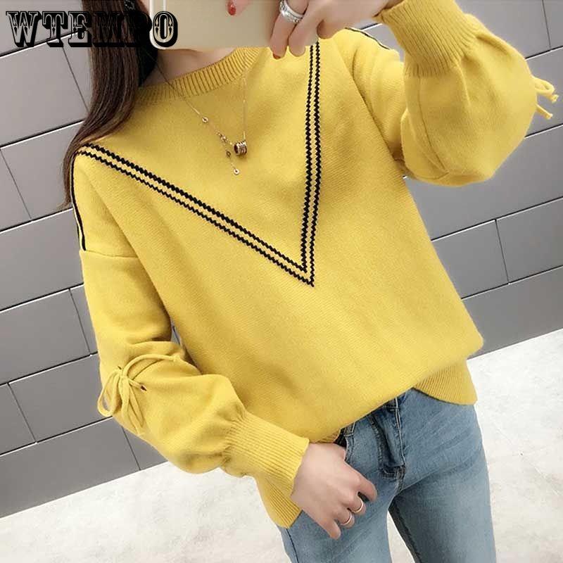 Spring and Autumn Women's Sweater Loose Outwear Round Neck Undercoat Short Bowknot Loose Sweater