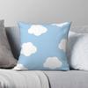 Pastelblauwe Wolken Vierkante Kussensloop Polyester Linnen Fluweel Creatieve Rits Decoratieve Sierkussenhoes Bank Zitkussenhoes