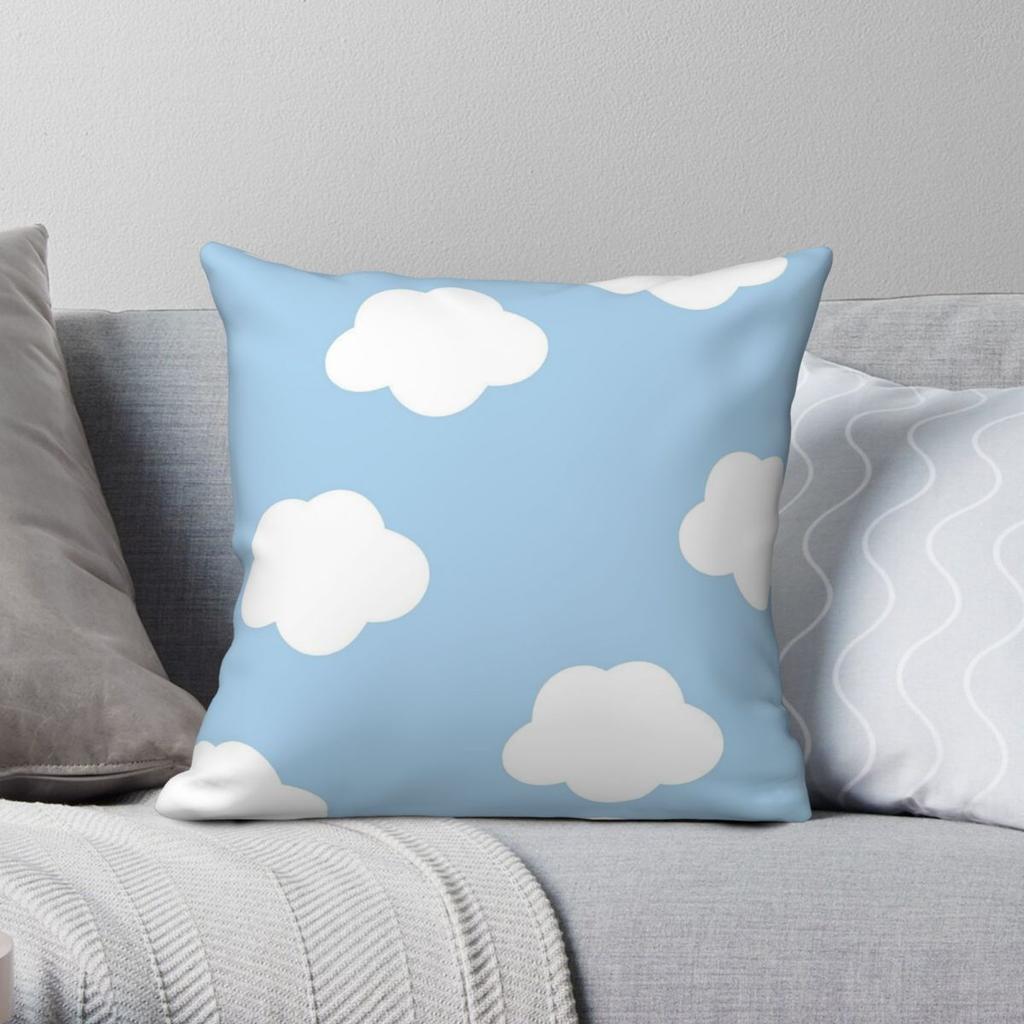 Pastel Blue Clouds Square Pillowcase Polyester Linen Velvet Creative Zip Decorative Throw Pillow Case Sofa Seater Cushion Cover