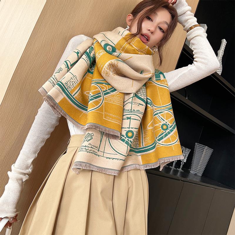 New Fashionable Imitation Cashmere Scarf for Women in Winter Versatile Double Sided Scarf To Keep Warm and Cold Proof Thickened Shawl