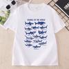 Vintage Sharks of The World T Shirt Ocean Nature Graphic Tee Cotton Short Sleeve Printed Tshirts Casual Unisex Clothes Tops
