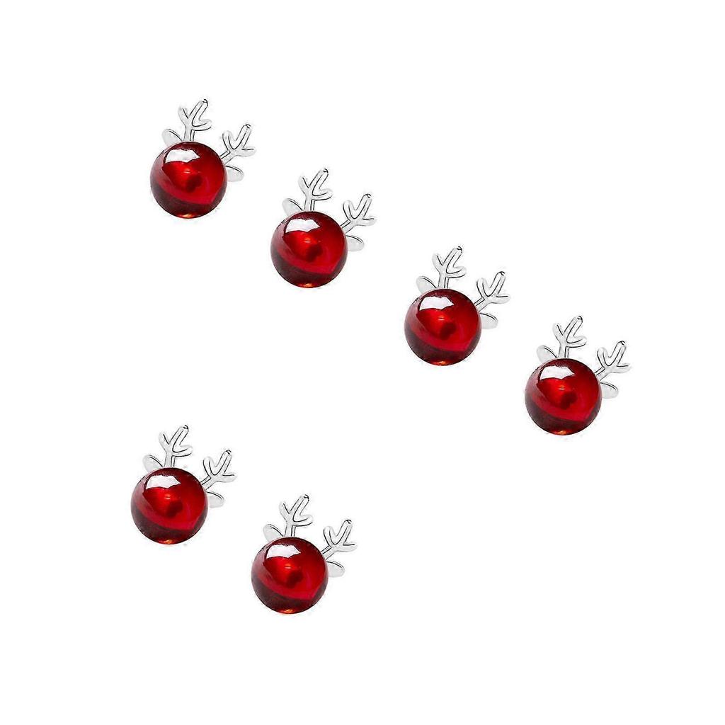Schöne Elch-Ohrstecker Silber Ohrstecker zur Dekoration 3 Paar Rotes Weihnachtsdesign