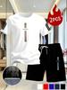 Men's Cross Print Mesh Short Sleeve T-shirt and Shorts Set - Summer Sportswear