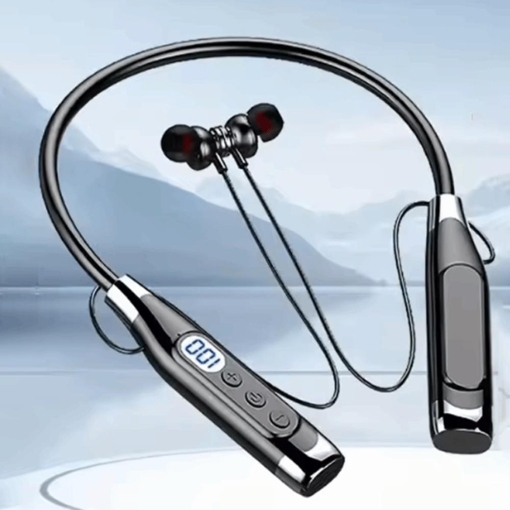 Neck-mounted Neckband Headphones LED Digital Display Sports Headsets Mobile Phone
