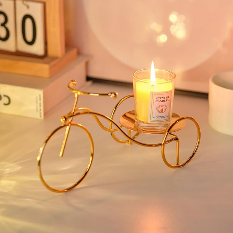 Romantic Tricycle Candle Holder Home Decorations Golden Candlestick Stand Candlelight Dinner Props Room Table Decoration