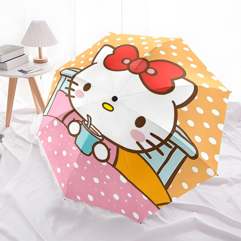 1pc Hello Kitty Automatic Opening/Closing Umbrella with Foldable Design, 8-Bone Iron Frame, Outdoor, Ideal Gift for Fans, Travelers, Everyday Use, Sui