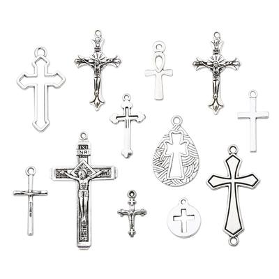 10-40pcs Tibetan Style Antique Silver Zinc Alloy Metal Cross Pendants For DIY Handmade Jewelry Making