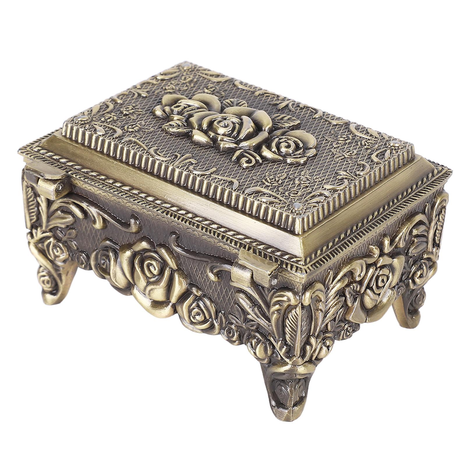 

Винтажная шкатулка для хранения ювелирных изделий из сплава, декоративная шкатулка для украшений большой емкости для сережек, колец, бронзы бронзовый