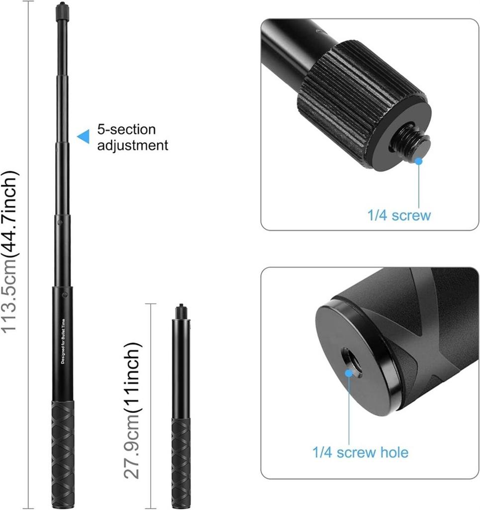 Manubrio per Manico Selfie Invisibile per Moto per GoPro Max Insta360 X5 4 3