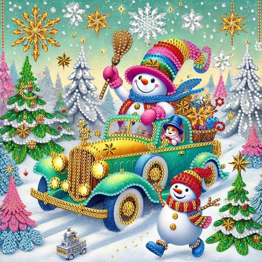 Snowman Special Shape Partial Drill Dimond Art Paintings for Home Office Wall Decor Crystal Rhinestones Diamond Painting 30x30cm