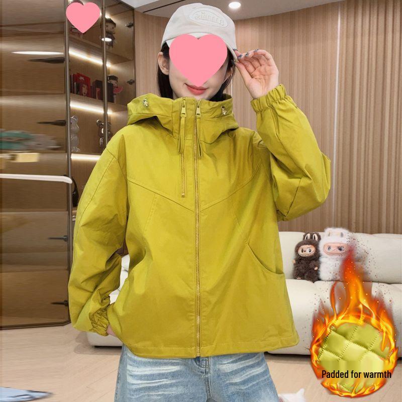 Women's Cotton Windbreaker Jacket with Double Zipper