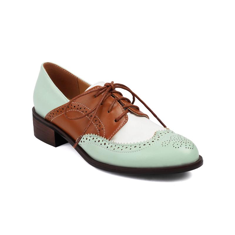 Neue Pumps im britischen Stil, Retro-Brogue-Schuhe für Damen, Frühling, runde Zehenpartie, Kreuzschnürung, Oxfords, Freizeitschuhe, Sapatos Chaussures