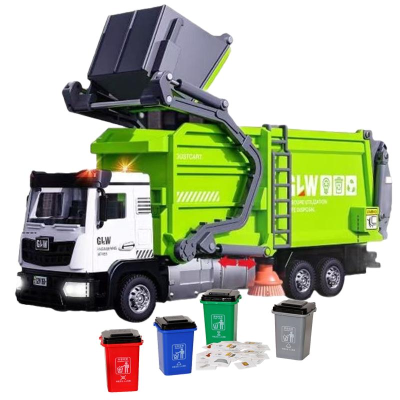 1:40 Camion dei Rifiuti Sanitario Cisterna Acqua Spazzatrice Auto Diecast per Bambini Veicolo Luci Suoni Giocattoli Educativi Per Bambini