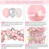 Ouddy Life Pink Happy Birthday Party Decorations for Women Girls, Pink Happy Birthday Love Crown Bow Bottle Lipstick Balloons Fringe Curtain for